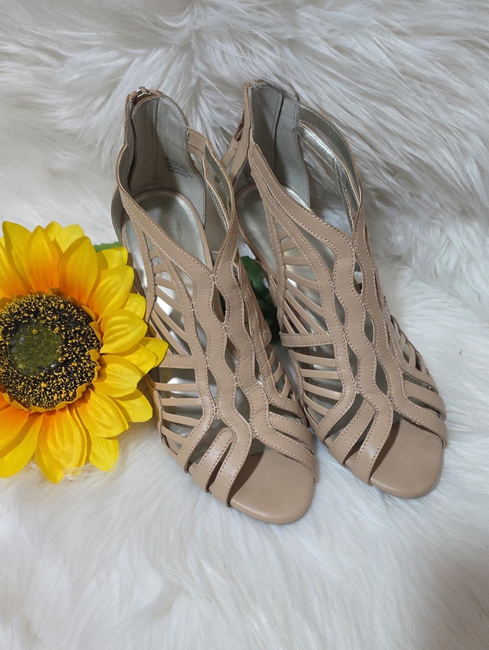 AEROSOLES Nude Strappy Cutout Heels